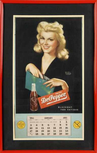 Appraisal: Dr Pepper Calendar Description Matted and framed under glass Features