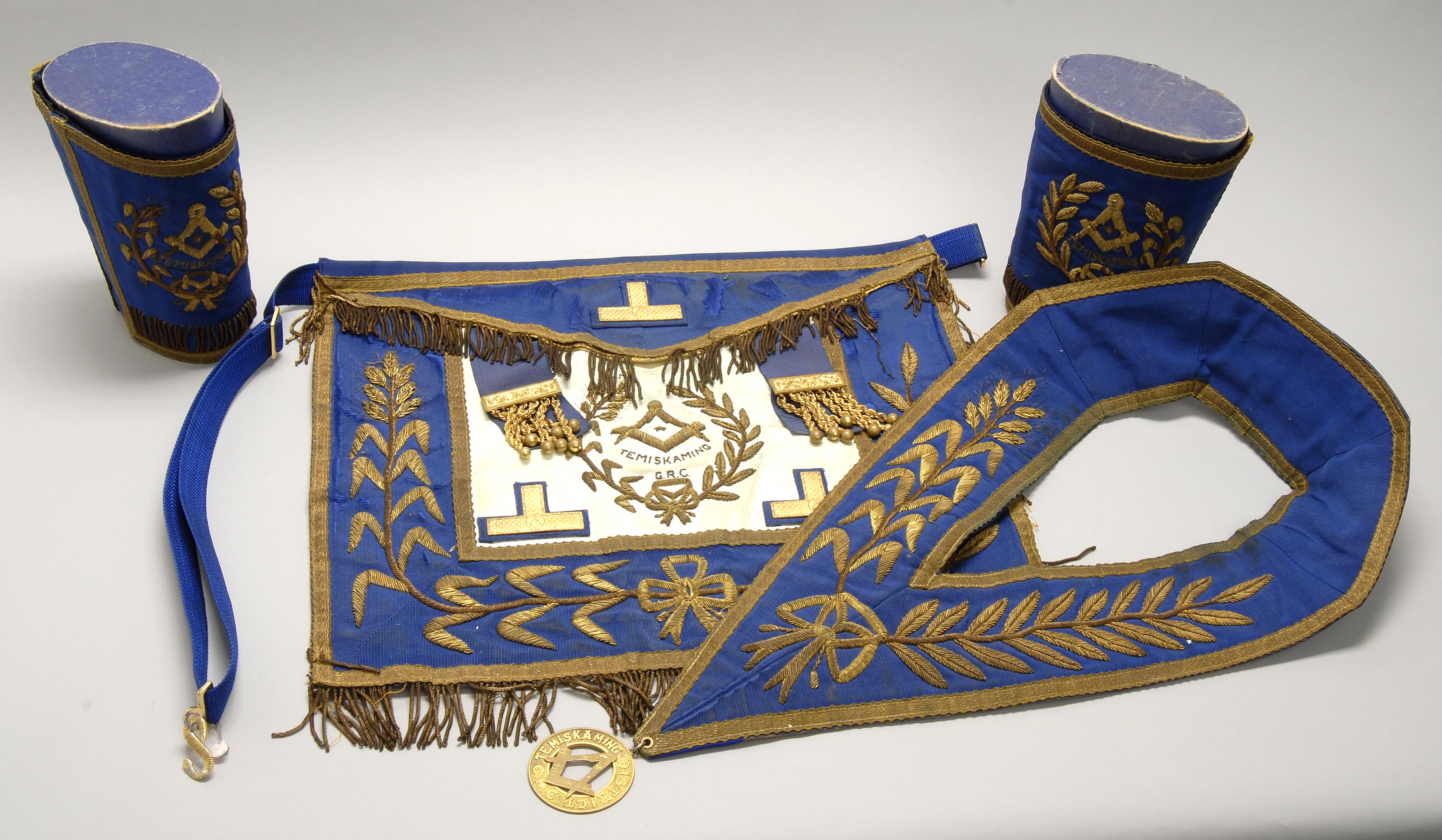 Appraisal: FOUR PIECES OF MASONIC REGALIA Late th Early th CenturyAn