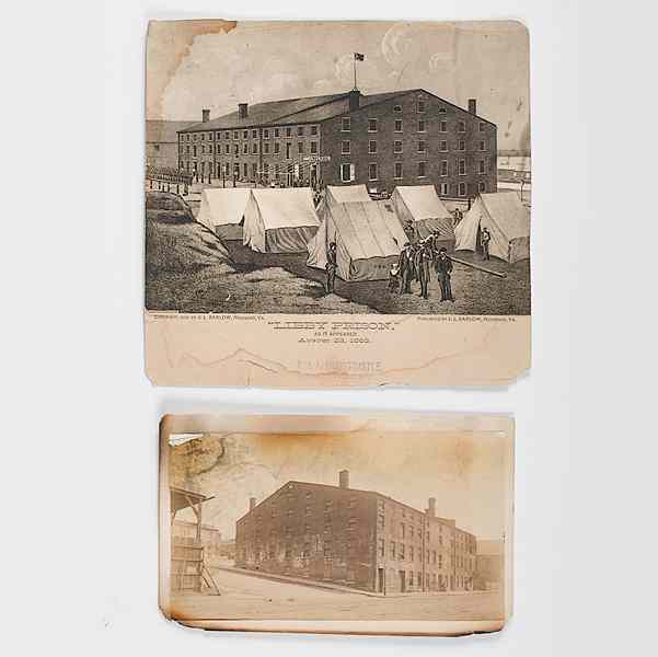 Appraisal: Confederate Libby Prison Photograph Plus Print Lot of including a