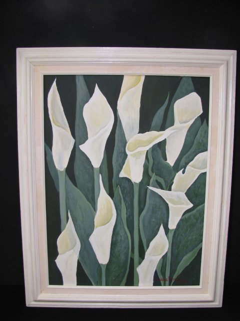 Appraisal: Oil on canvas painting signed Debbie Lynch of white Calla