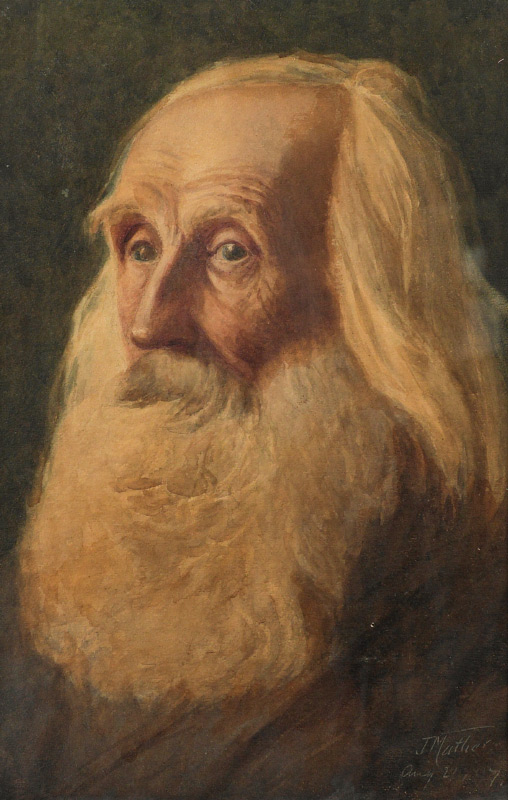 Appraisal: J MATHER WATERCOLOR PORTRAIT PAINTING OF A BEARDED MAN Sight