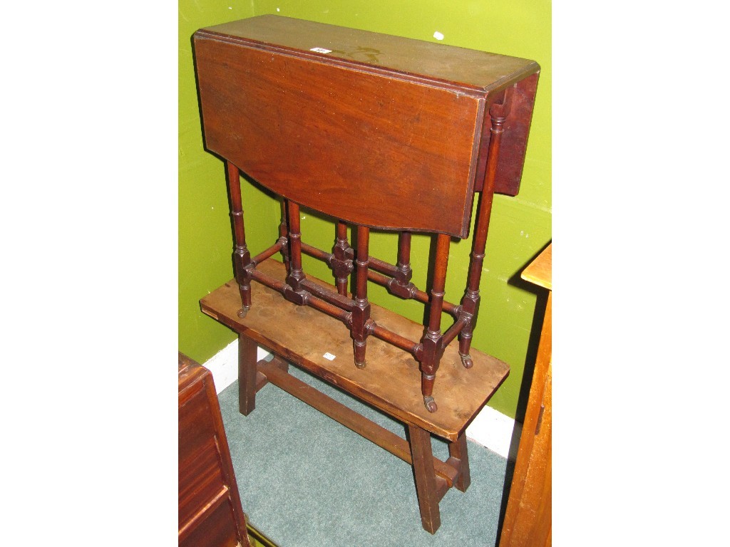 Appraisal: Lot comprising mahogany Sutherland table and a stool