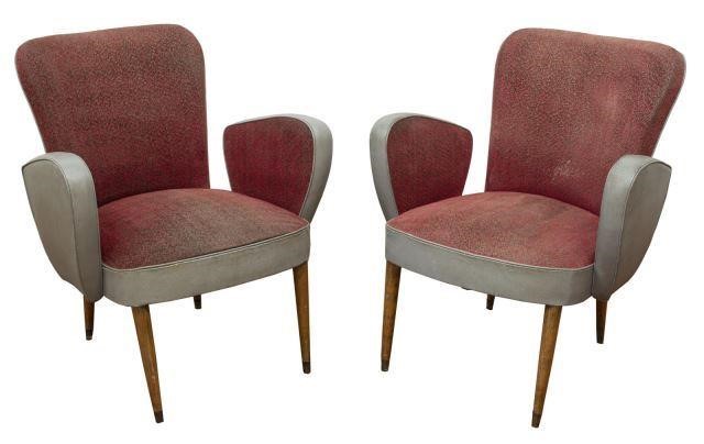 Appraisal: pair Danish mid-century modern upholstered armchairs c s each having