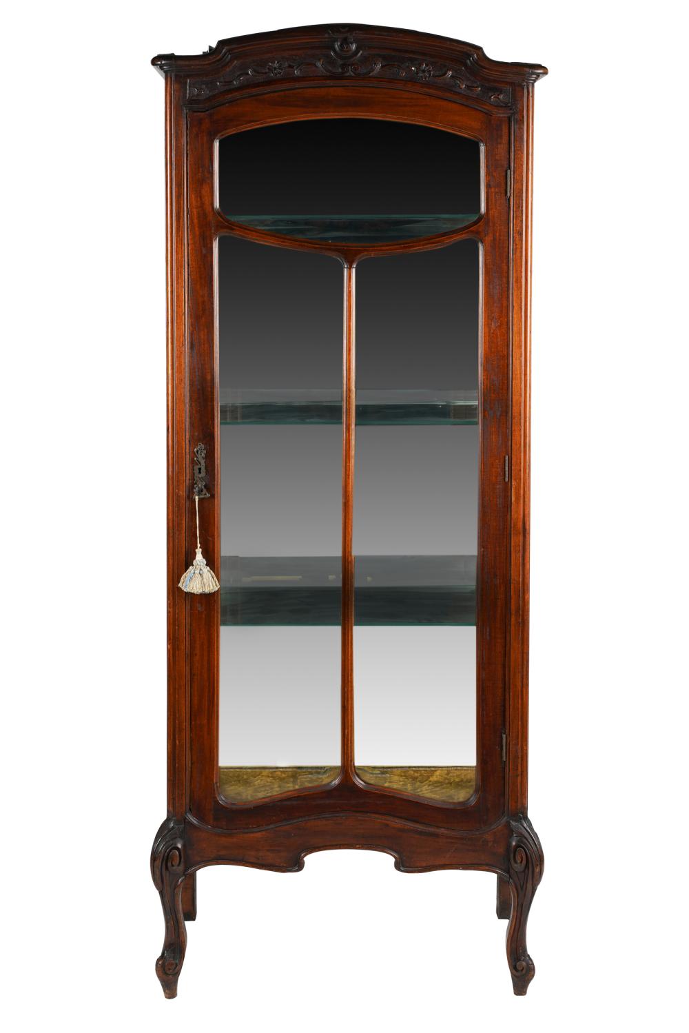 Appraisal: NOUVEAU STYLE OAK CURIO CABINETwith glass front and sides with