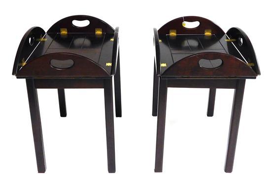 Appraisal: Pair of th C side tables with butler tray style