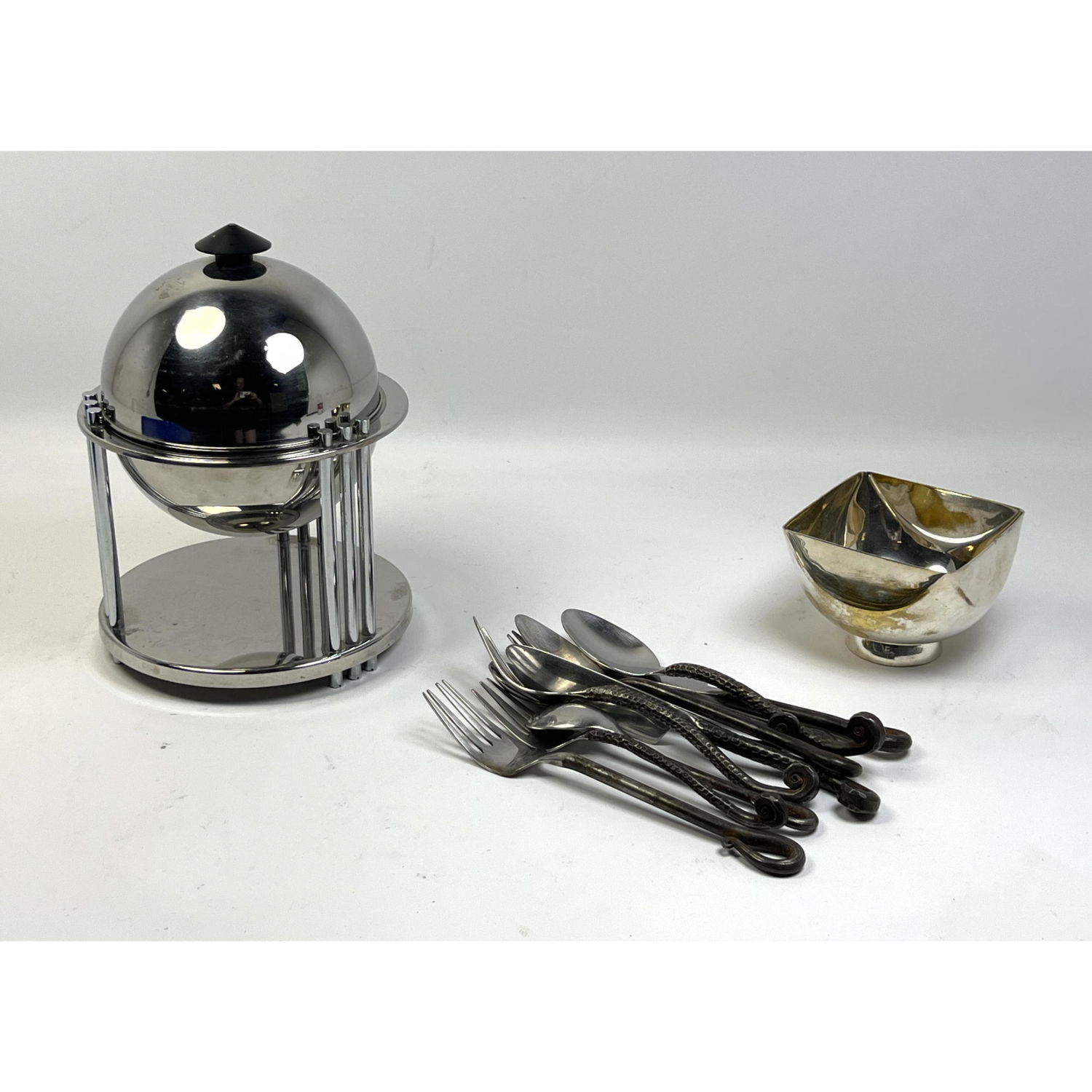 Appraisal: Modern Design Metal Collection MEMPHIS style Lidded Bowl Possible Sugar