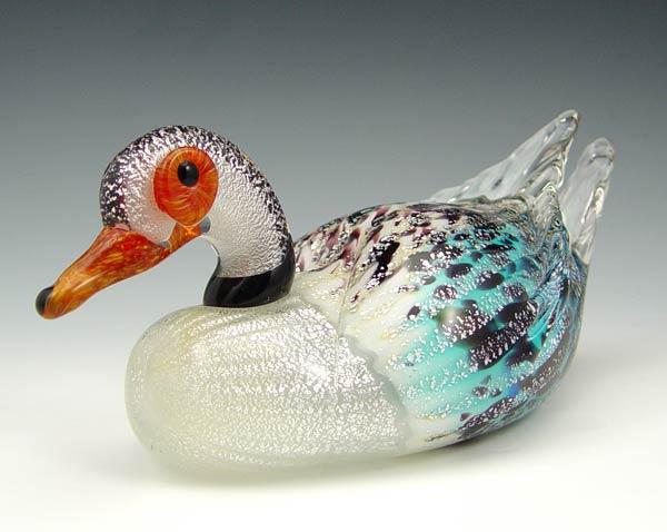 Appraisal: AVENTURINE MURANO GLASS DUCK Nice coloration with silver flecks Murano