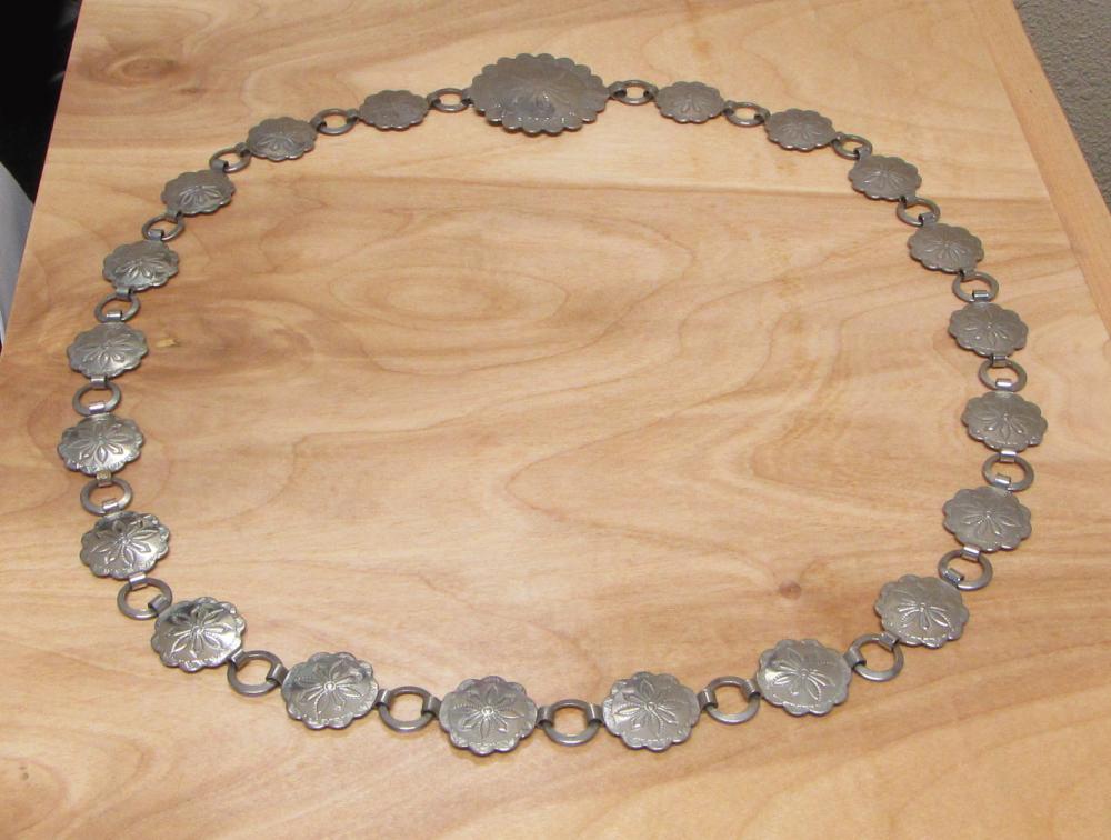 Appraisal: NATIVE AMERICAN SILVER CONCHO BELT measuring - in length and