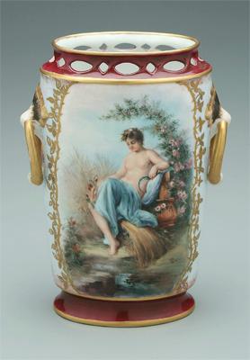 Appraisal: Hand painted Limoges porcelain vase one side with woman at