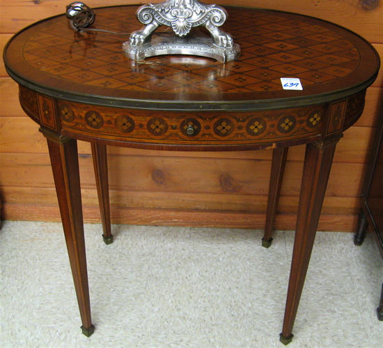 Appraisal: LOUIS XVI STYLE PARQUETRY WRITING TABLE French early th century