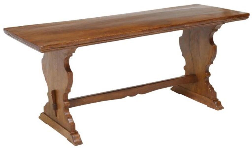 Appraisal: Italian walnut trestle coffee table th c having rectangular top