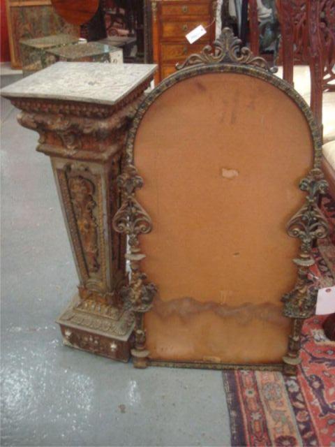 Appraisal: Metal Pedestal Together with a Metal Mirror Frame Art Deco