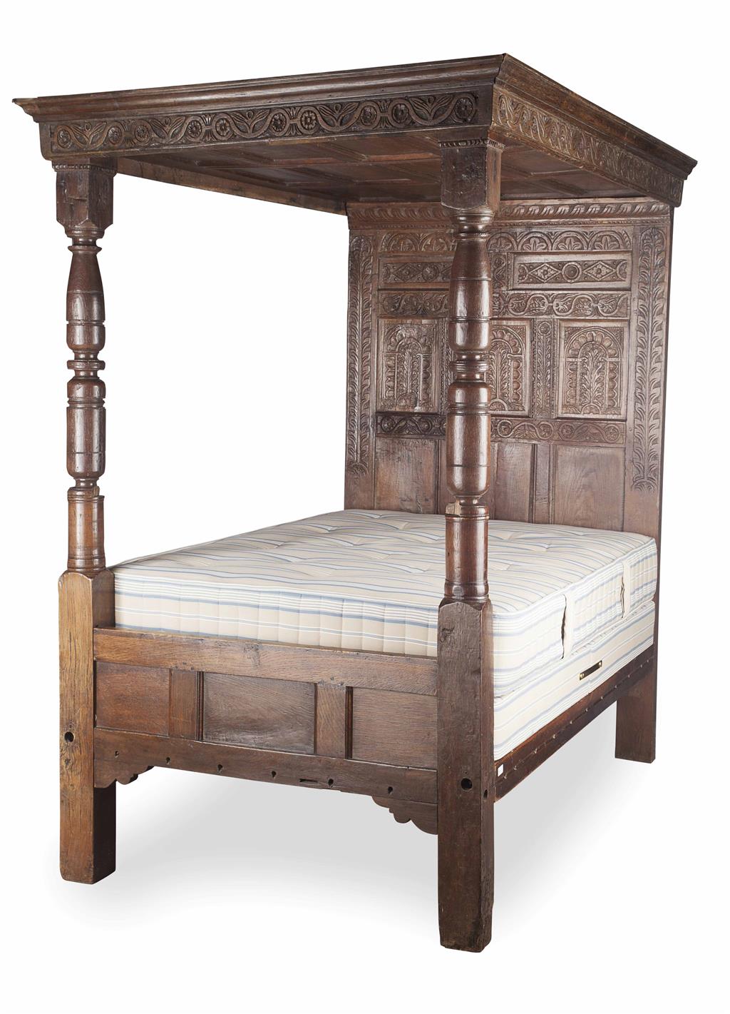 Appraisal: CHARLES I OAK TESTER BED TH CENTURY the carved cornice