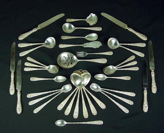 Appraisal: Stieff Sterling Repousse Flatware Stieff Rose pattern Partial service for