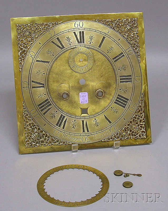 Appraisal: Brass Tall Clock Dial by William Claggett Newport Rhode Island