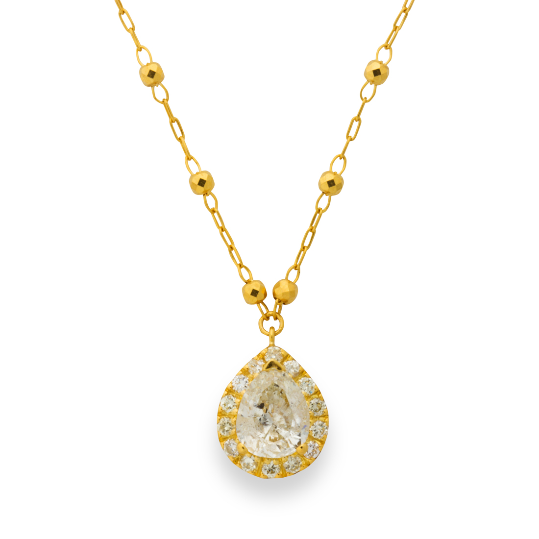 Appraisal: A DIAMOND AND EIGHTEEN KARAT GOLD PENDANT NECKLACE A diamond