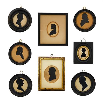 Appraisal: American School th century eight silhouette portraits Including one signed