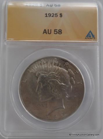 Appraisal: Peace AU Silver Dollar CoinGraded certified and slabbed by ANACS