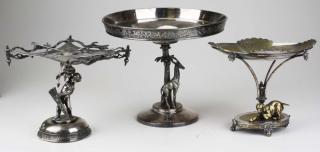 Appraisal: lot of unusual silver plated figural calling card tray tazas