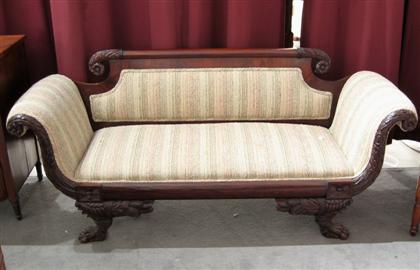 Appraisal: Classical carved mahogany sofa circa H in L in The