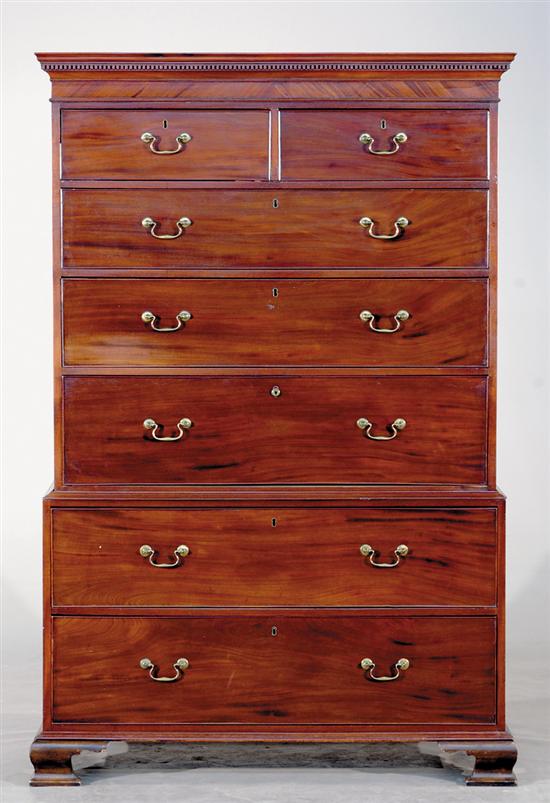 Appraisal: George III mahogany butler's secretary early th century dentil-molded crown