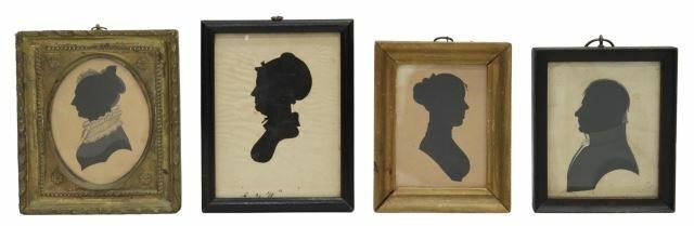 Appraisal: lot of Framed hollow-cut portrait silhouettes th c with black