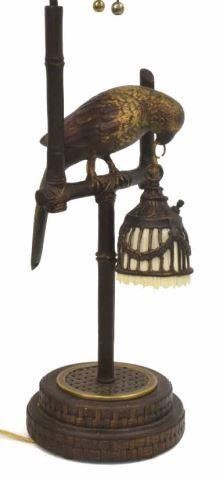 Appraisal: Frederick Cooper parrot table lamp late th c a bamboo