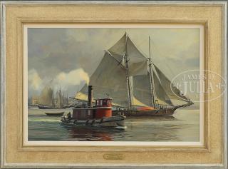 Appraisal: THOMAS M HOYNE American - DROPPING THE TOW- Large oil