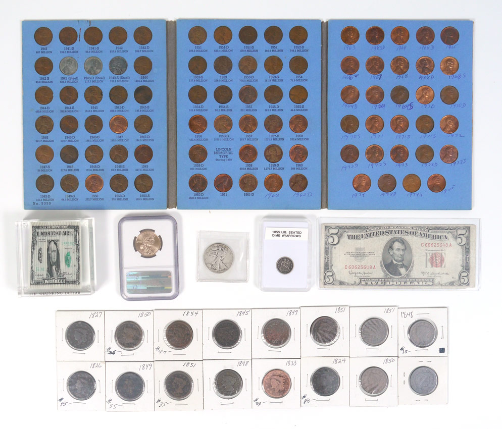 Appraisal: COLLECTION OF EARLY U S COINS MORE To include Coronet