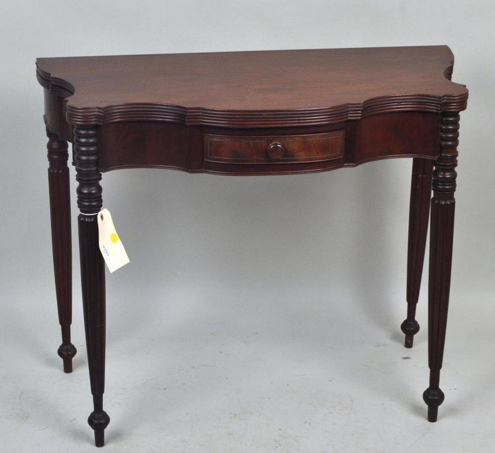 Appraisal: American Federal Mahogany Game Table with molded top and multi-serpentine