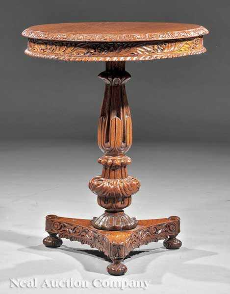 Appraisal: An Anglo-Indian Carved Rosewood Table c circular top with gadrooned