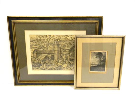 Appraisal: Horace Beaumont Williams Unionville CT-based artist etching of farm scene