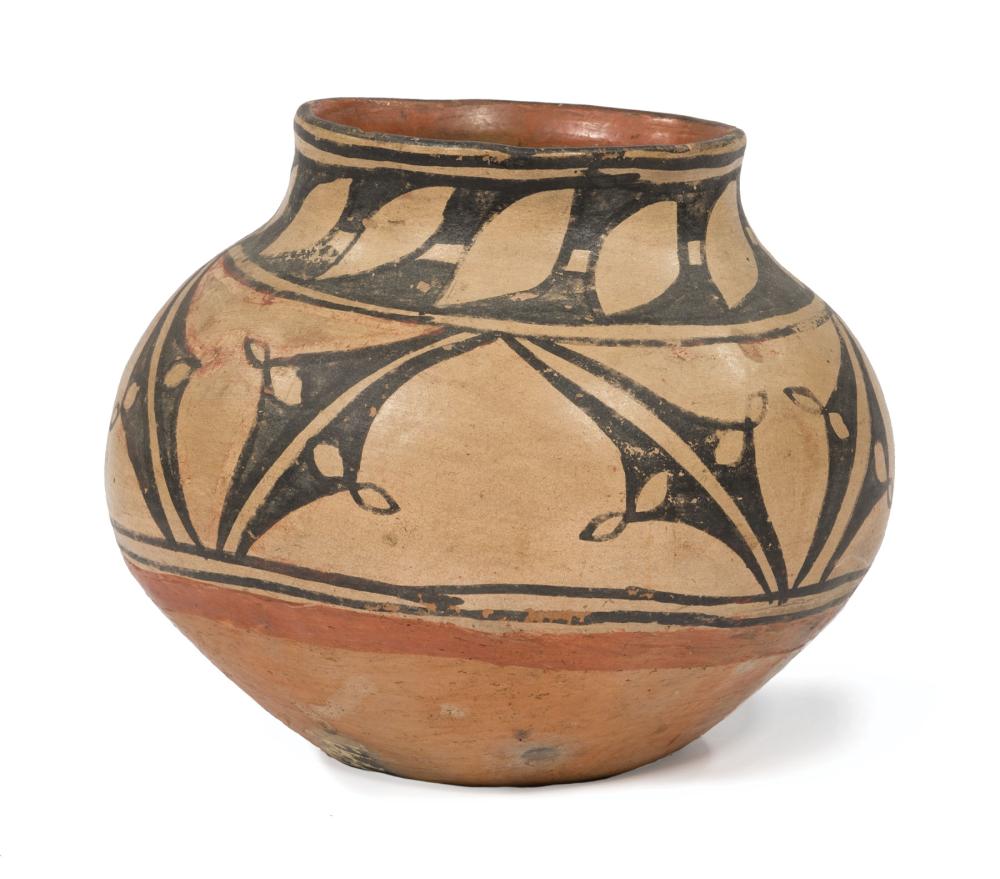 Appraisal: Cochiti Polychrome Pottery Olla c stylized designs h in dia