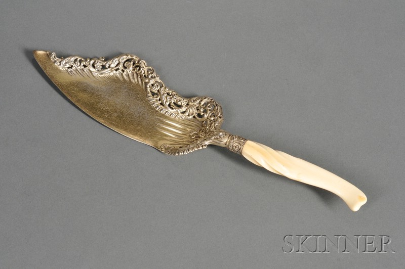 Appraisal: Whiting Manufacturing Co Goldwashed Sterling Ivory Pattern Fish Slice late