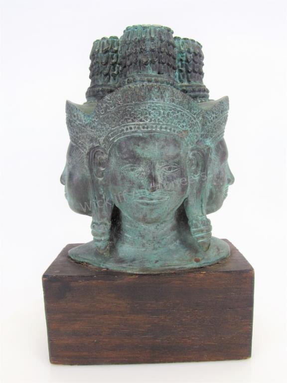 Appraisal: Thai Bronze Phra Phrom Brahma Head Sculpture depicting Phra Phrom