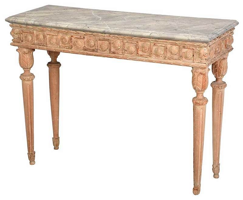 Appraisal: Loius XVI Console Table Continental th century carved greek key