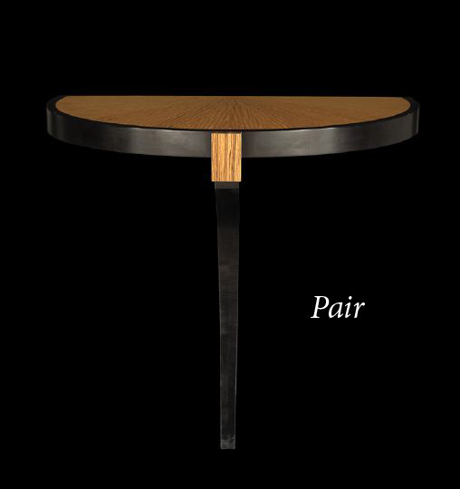 Appraisal: Pair of Art Deco-Style Satinwood and Ebonized Console Tables each