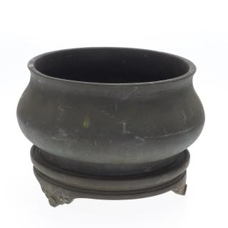 Appraisal: Chinese bronze censer and bronze stand Chinese bronze censer and