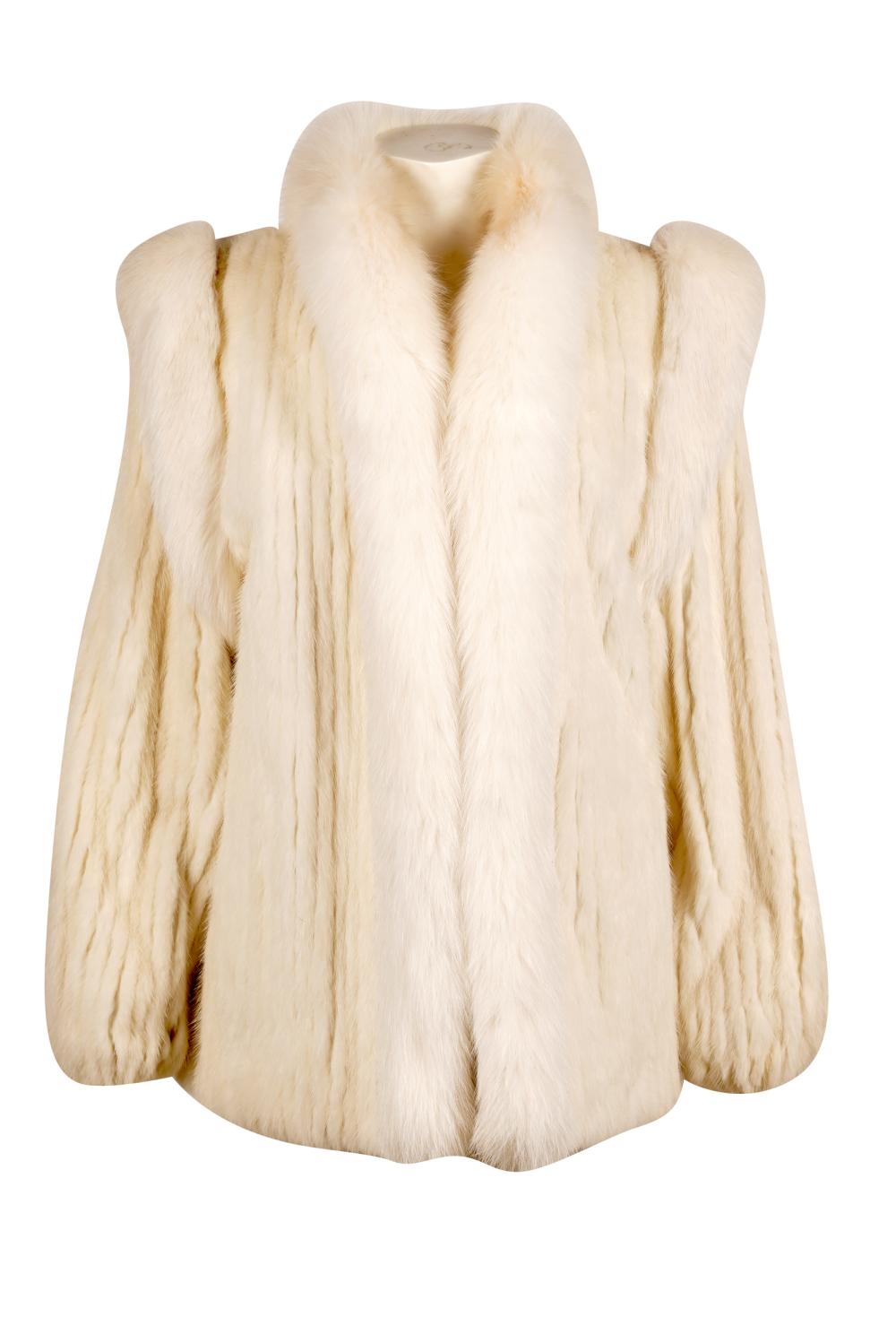 Appraisal: WHITE FUR JACKETwith label Evans Fur Salon at Robinson's inches