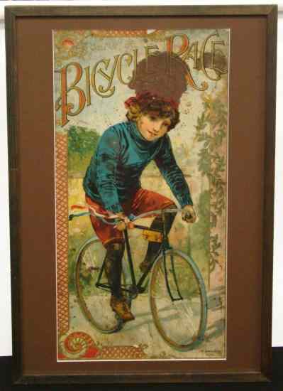 Appraisal: Board game cover Framed ''Bicycle Race'' by McLaughlin Bros New