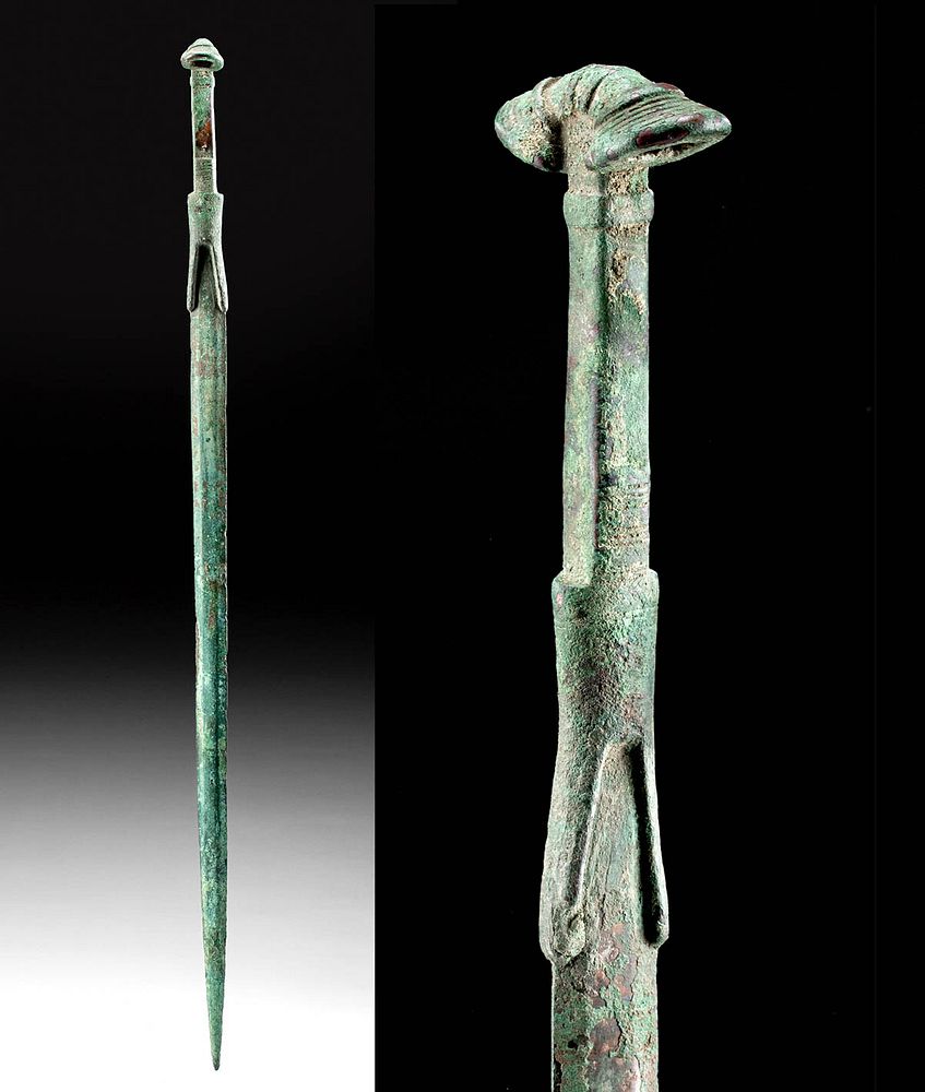 Appraisal: Luristan Bronze Sword Double Ear Pommel Ancient Near East Northwestern