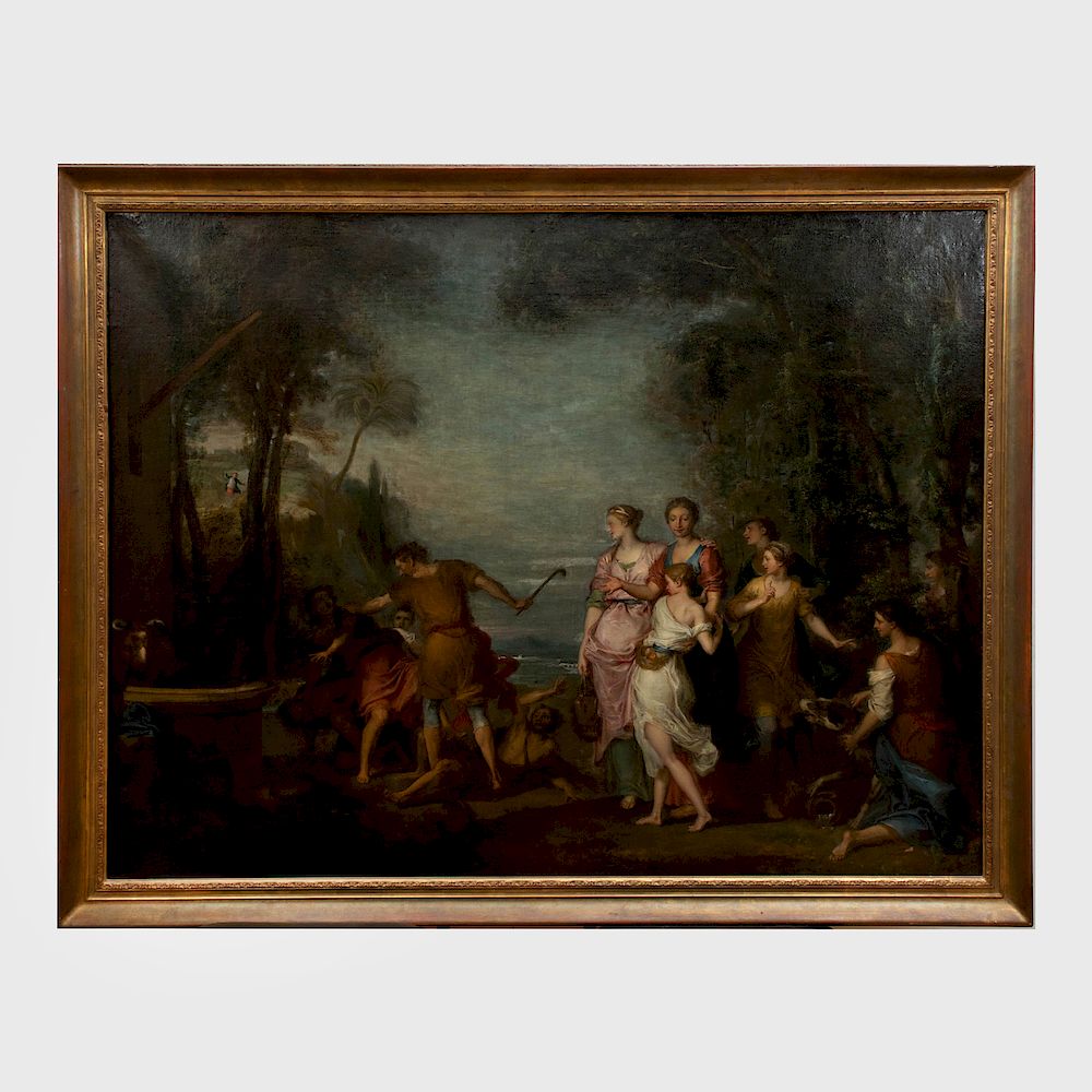 Appraisal: Italian School Allegorical Scene Oil on canvas unsigned lined x