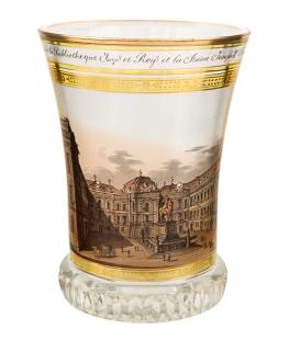 Appraisal: AN ANTIQUE AUSTRIAN HAND-PAINTED GLASS WITH IMAGE OF JOSEFSPLATZ AFTER