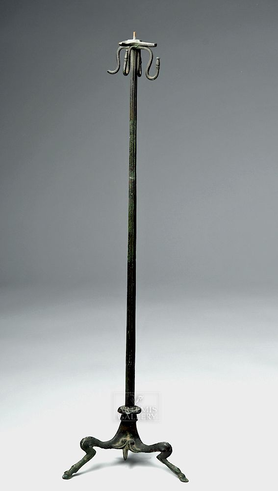 Appraisal: Tall Roman Bronze Lamp Stand - Horse Hoof Feet Originally