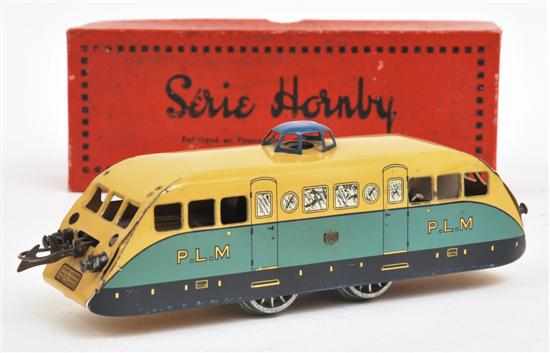 Appraisal: FRENCH HORNBY O GAUGE CLOCKWORK AUTORAIL 'M' blue and cream