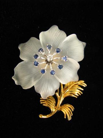 Appraisal: K yellow gold flower brooch made of English crystal one