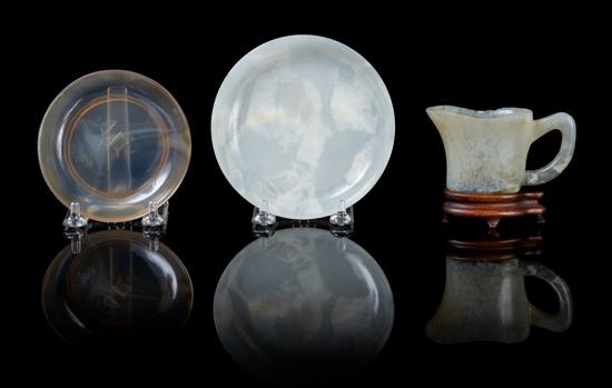 Appraisal: Sale Lot Two Agate Dishes both dishes of footed circular