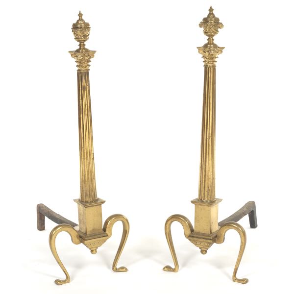 Appraisal: PAIR OF NEOCLASSICAL GILT MIXED METALS ANDIRONS CA TH CENTURY