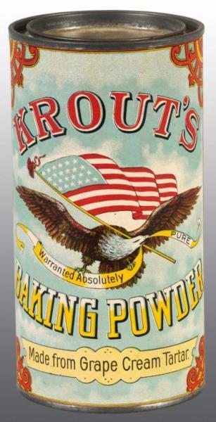 Appraisal: Krout's Baking Powder Tin Description Manufactured by Albert Krout Company