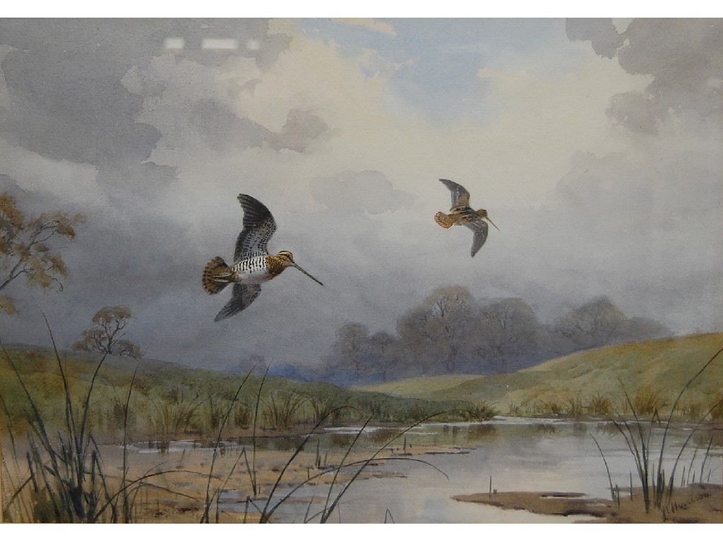 Appraisal: J C Harrison - Pair of landscapes with flying snipe